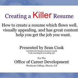 Tremendous Creating Killer Resume