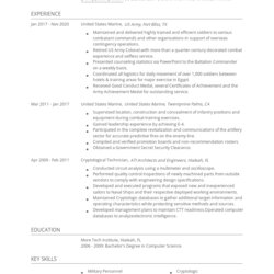 The Highest Quality United States Marine Resume Examples And Tips