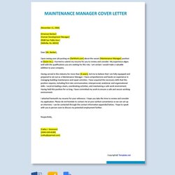 Terrific Maintenance Manager Cover Letter Template Free Word Apple Letters