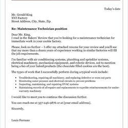 Wonderful Best Maintenance Resume Cover Letter Free Samples Examples Job Sample Technician Interview Site
