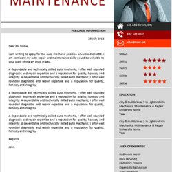 High Quality Maintenance Cover Letter Professional Templates Cl