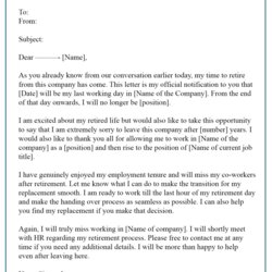 Brilliant Retirement Letter To Employer Sample Ideas Boss