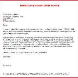 Legit Retirement Letter To Employer Sample Ideas Employee