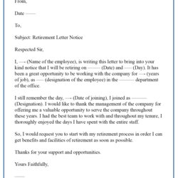 Retirement Notice Letter Best Template To Employer Resignation Words