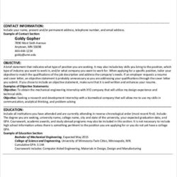 Free Sample Resume Objective Statement Templates In Ms Word Engineering Examples Example