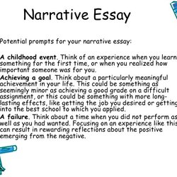 Super Admission Essay Narrative Intro Examples