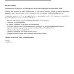 Outstanding Insurance Specialist Cover Letter Velvet Jobs Template