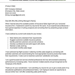 The Highest Standard Insurance Sales Agent Cover Letter Examples Sample