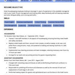 Tremendous Housekeeping Resume Template Mt Home Arts Example Examples Hotel Entry Level Sample Objective