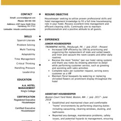 Housekeeping Resume Template Mt Home Arts Housekeeper Level Entry Example Sample Examples Hotel Skills Job