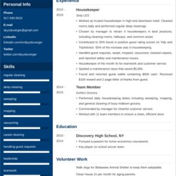 Out Of This World Resume For Housekeepers Example Housekeeping Skills Electrician
