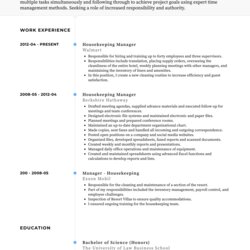 Wonderful Housekeeping Resume Samples And Templates Housekeeper Sample Examples Manager Template