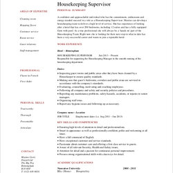 Superior Housekeeping Resume Template Free Printable Templates Supervisor