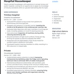 Spiffing Housekeeping Resume Examples That Worked In Hospital Example
