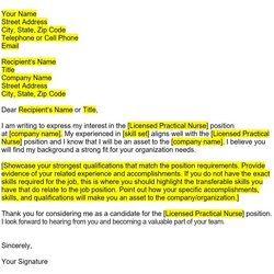 Wizard Licensed Practical Nurse Cover Letter Template Editable