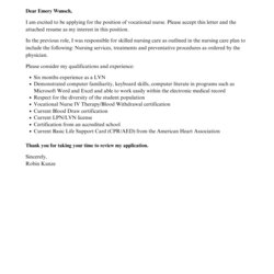 Perfect Cover Letter Examples Vocational Nurse Template
