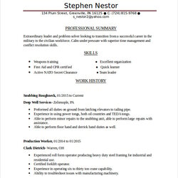 The Highest Quality Infantryman Resume Template Free Word Document Downloads Marine Experience Templates