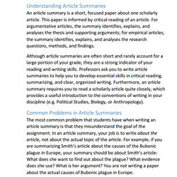Summary Writing Examples Samples In Doc Article