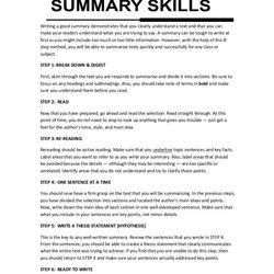 Summary Writing Skills Essay Example Good Examples Paper Book Sample Template Text Make Resume Templates