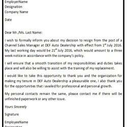 Matchless Resignation Letter Example Of Articles Related