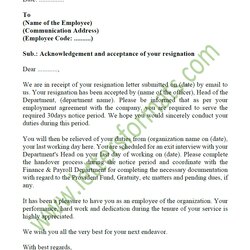 Wonderful Letter Of Acceptance Resignation From Employer Sample Format Sign Officer Which Arise Question