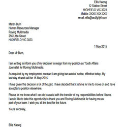 Fine New Job Resignation Letters Doc Letter Template Notice Sample Vic Gov Au