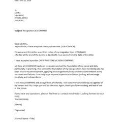 Brilliant Resignation Letter For New Job Your Needs Template Collection