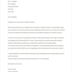 High Quality Letter Of Resignation Due To New Job Template Sample Teacher