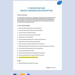 Free Infrastructure Template Download In Word Google Docs Excel It Project Manager Job Description