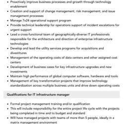 The Highest Quality It Infrastructure Manager Job Description Velvet Jobs