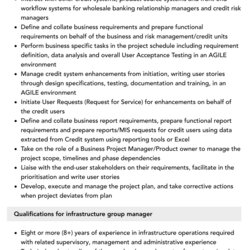 Outstanding Infrastructure Group Manager Job Description Velvet Jobs