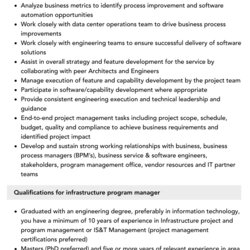 Eminent Infrastructure Program Manager Job Description Velvet Jobs