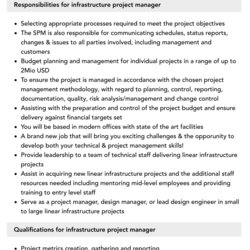 Very Good Infrastructure Project Manager Job Description Velvet Jobs