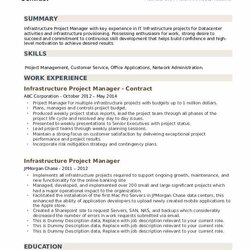 Infrastructure Project Manager Resume Samples
