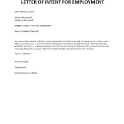Letter Of Intent For Employment Templates At Template