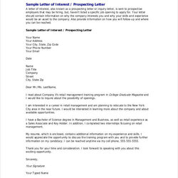 The Highest Quality Letter Of Intent For Job Templates Doc Sample Opening Template Interest Follow Marketing