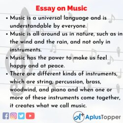 Superior Essay On Music For Students And Children In English
