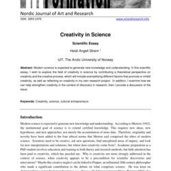 Wonderful Creativity In Science Scientific Essay