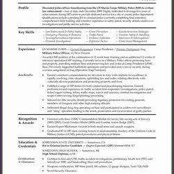 Terrific Military Police Resume Templates Examples