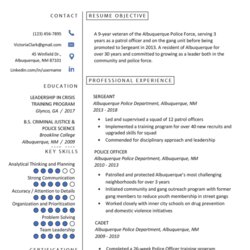 Out Of This World Free Police Officer Resume Template With Clean And Simple Design Example Professional