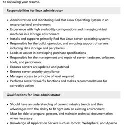The Highest Standard Linux Administrator Job Description Velvet Jobs