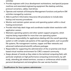 Superb Linux Systems Administrator Job Description Velvet Jobs