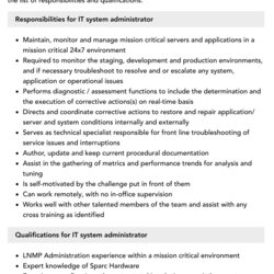 Eminent It System Administrator Job Description Velvet Jobs
