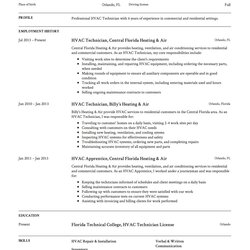 Admirable Technician Resume Template Samples