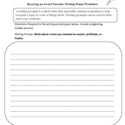 Brilliant Writing Worksheets For Creative Kids Free Com Receiving Award Narrative Prompt Worksheet