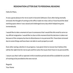 Out Of This World Resignation Letter For Personal Reasons Best Examples Sample