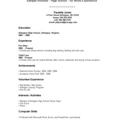 Sample Resume For High School Student With No Experience Templates At Work Template Graduate College Format