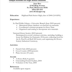 Superlative Free Sample Resume Templates In Ms Word Objective School High Student Examples Students Example