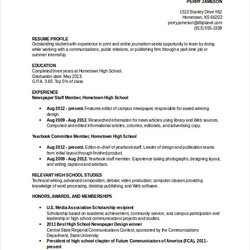 High School Resume Templates Examples Samples Format Resumes Width