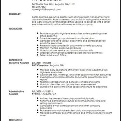 Admirable Professional Executive Assistant Resume Administrative Summary Samples Manager Writing Create